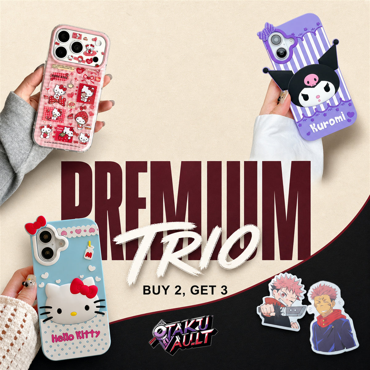 Premium Trio — Buy 2, Get 3 Anime Cases